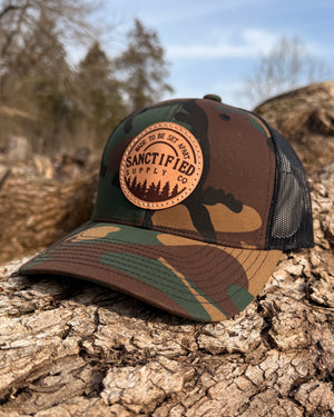 Leather Patch Shema Hat - Woodland