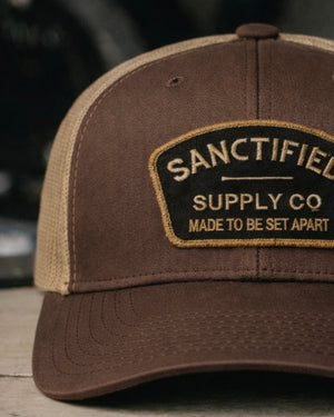 Sanctified Embroidered Shema Hat - Brown