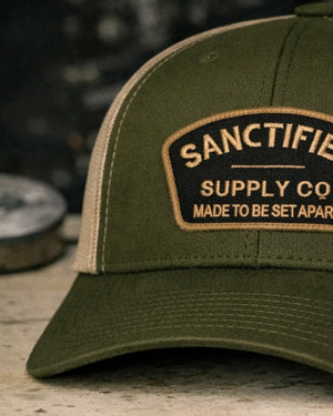 Sanctified Embroidered Shema Hat - Olive